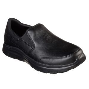 Skechers Mens Leather Flex Advantage SR - Bronwood Slip On Shoes / Black